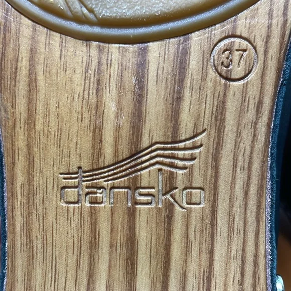 Dansko Maci Leather Slip On Clog Platform Sandals Black & Tan Size 37 (US 6.5-7) - Picture 15 of 16